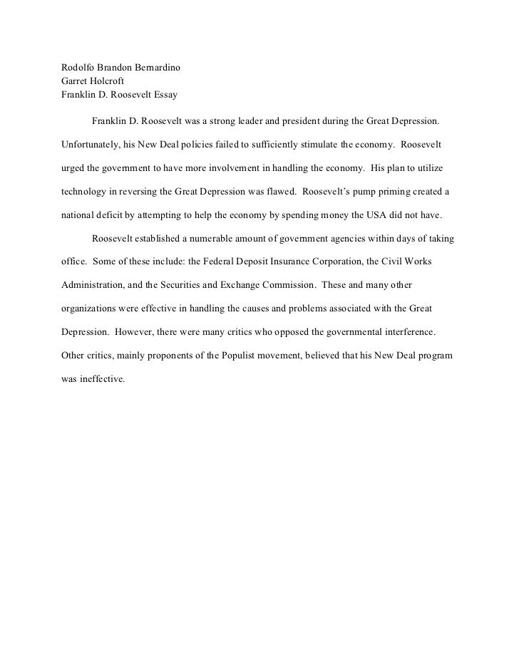 Реферат: Franklin D Roosevelt Essay Research Paper On